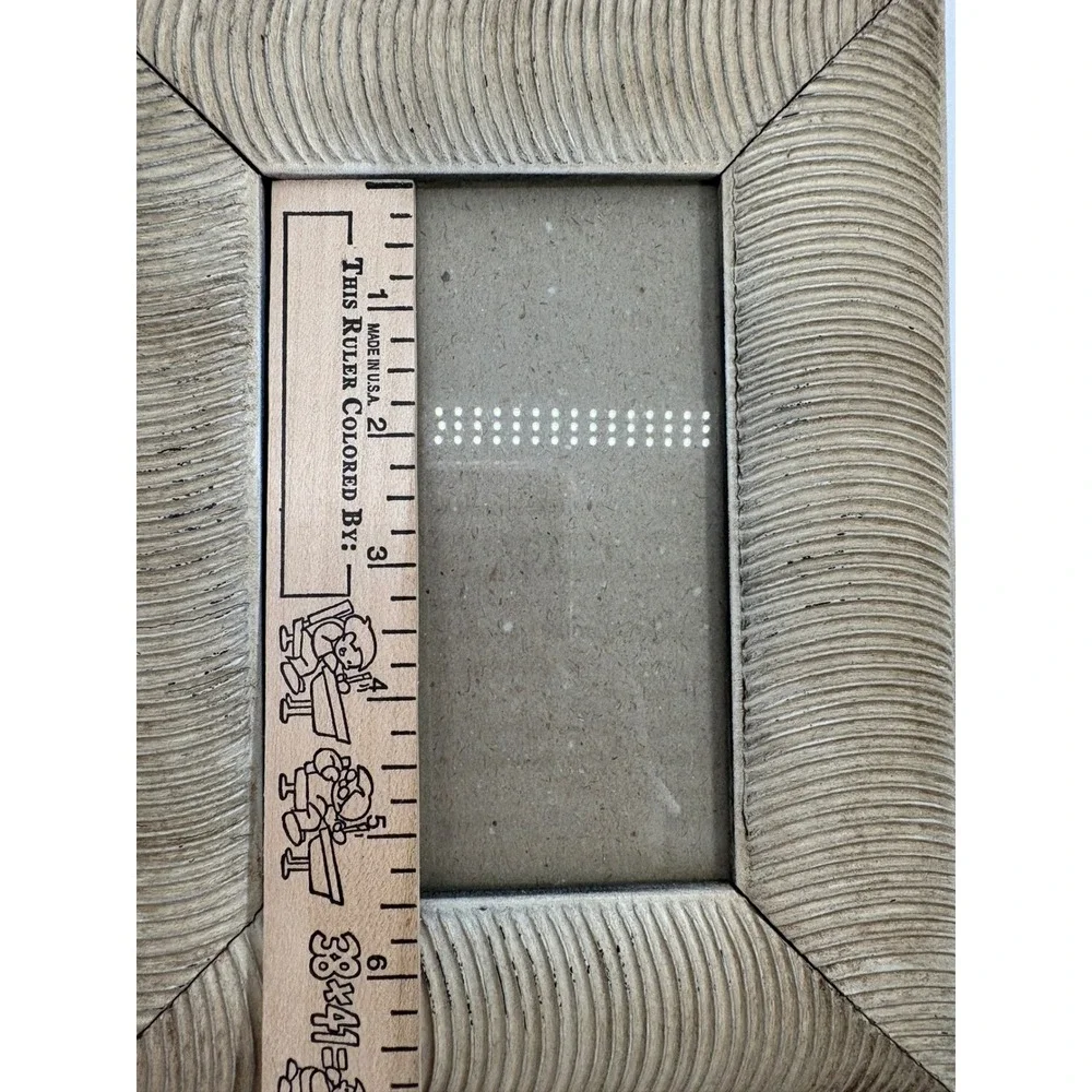 Vintage 1980s Carved Reeded Wood Picture Frame Set 2 Pair Postmodern Deco Boho